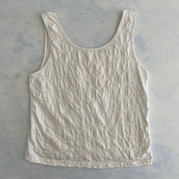 Rene Rofe Lingerie Embroidered White Cropped Tank Top - Picture 1 of 4